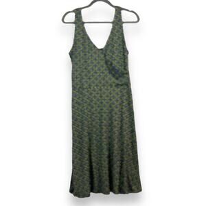 Boden Dress Womens 10R Blue Willa Jersey Wrap Dress Sleeveless Apple Print